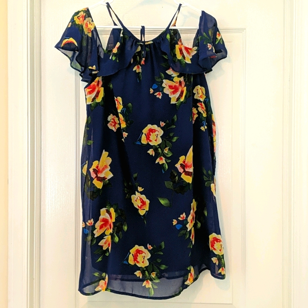 Blue Floral Print Dress